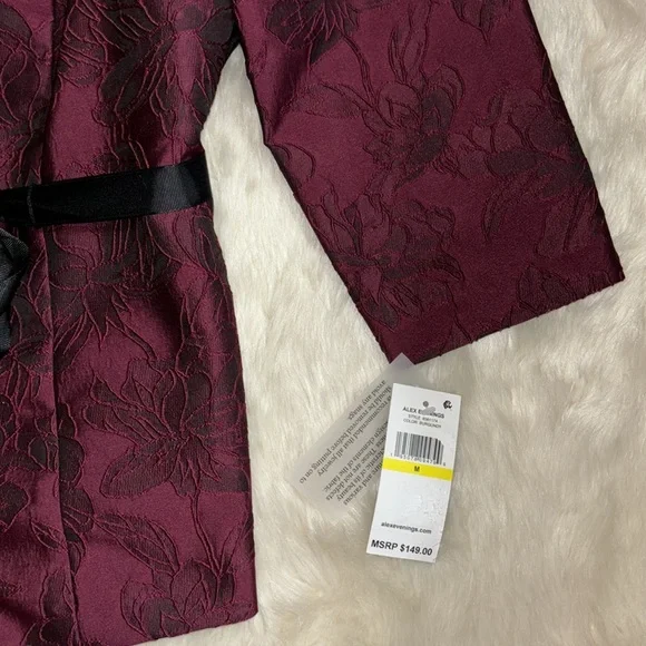 Alex Evenings Burgundy Floral Jacket Blazer - Picture 5 of 5